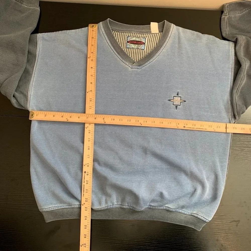Vintage Y2K Saturdays Blue/Gray Pullover‎ Sweatshirt Embroidered Skate Mens